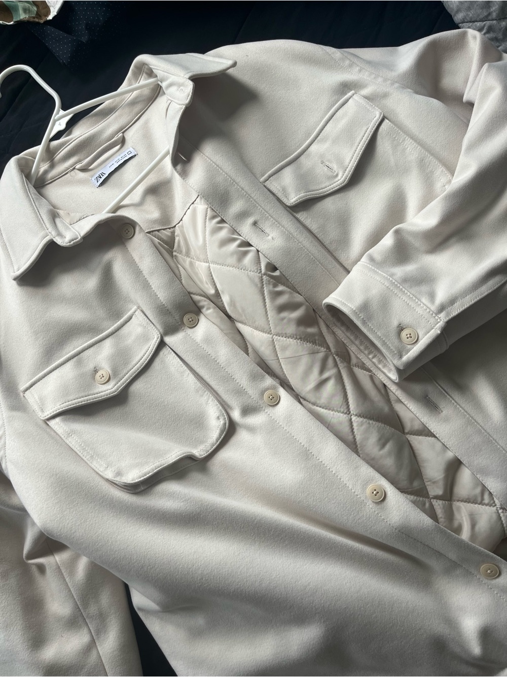 ZARA Quilted-Trim Button Front Jacket